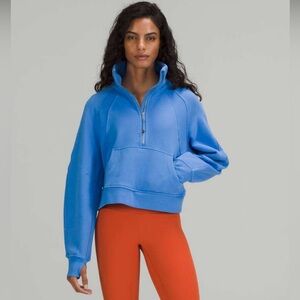 LULULEMON SCUBA OVERSIZED FUNNEL NECK HALF-ZIP - BLUE NILE, XL, EUC